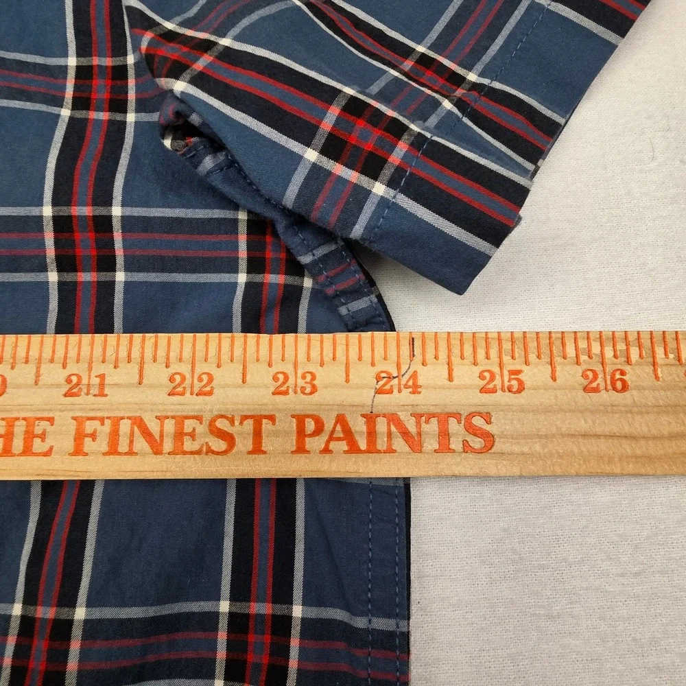 The‎ North Face Button Down Shirt Mens XL Blue Red Plaid Short Sleeve Cotton